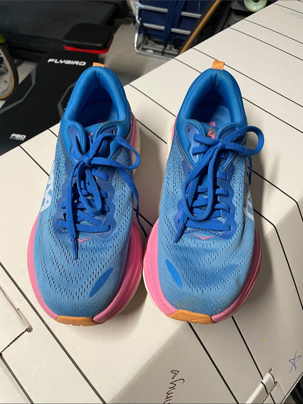 Hoka Blue with Pink Accent Women's Athletic Running Shoes